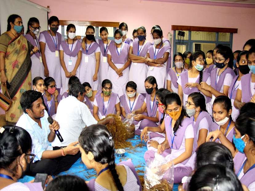 Mushrooom Cultivation by Women's in S.T.Teresa College Eluru